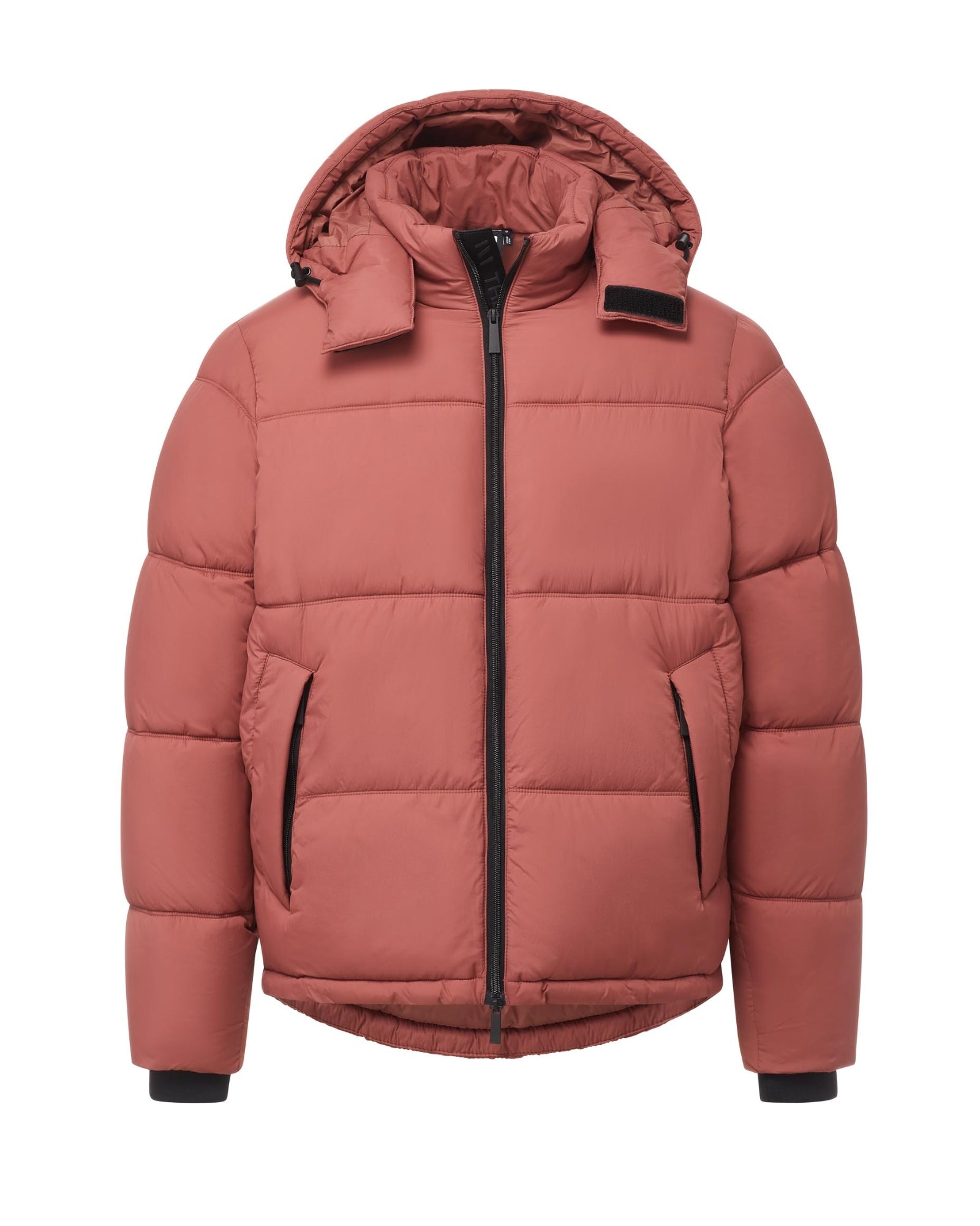 Mens red puffer outlet jacket with fur hood