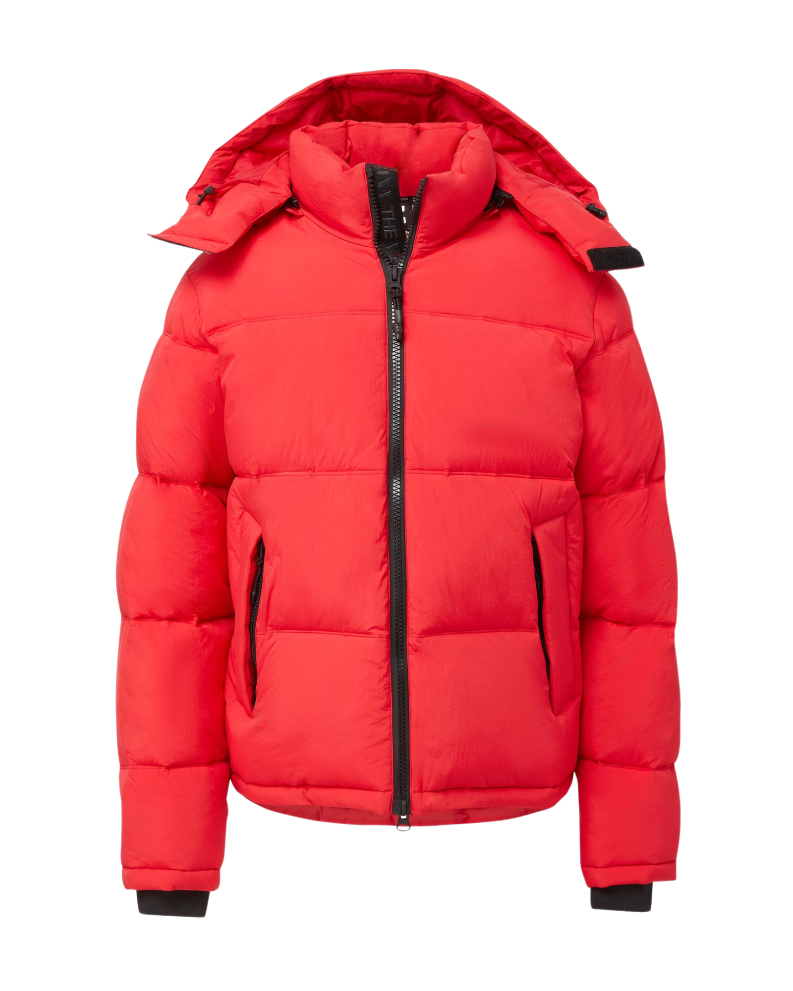 Red puffer jacket with hood sale